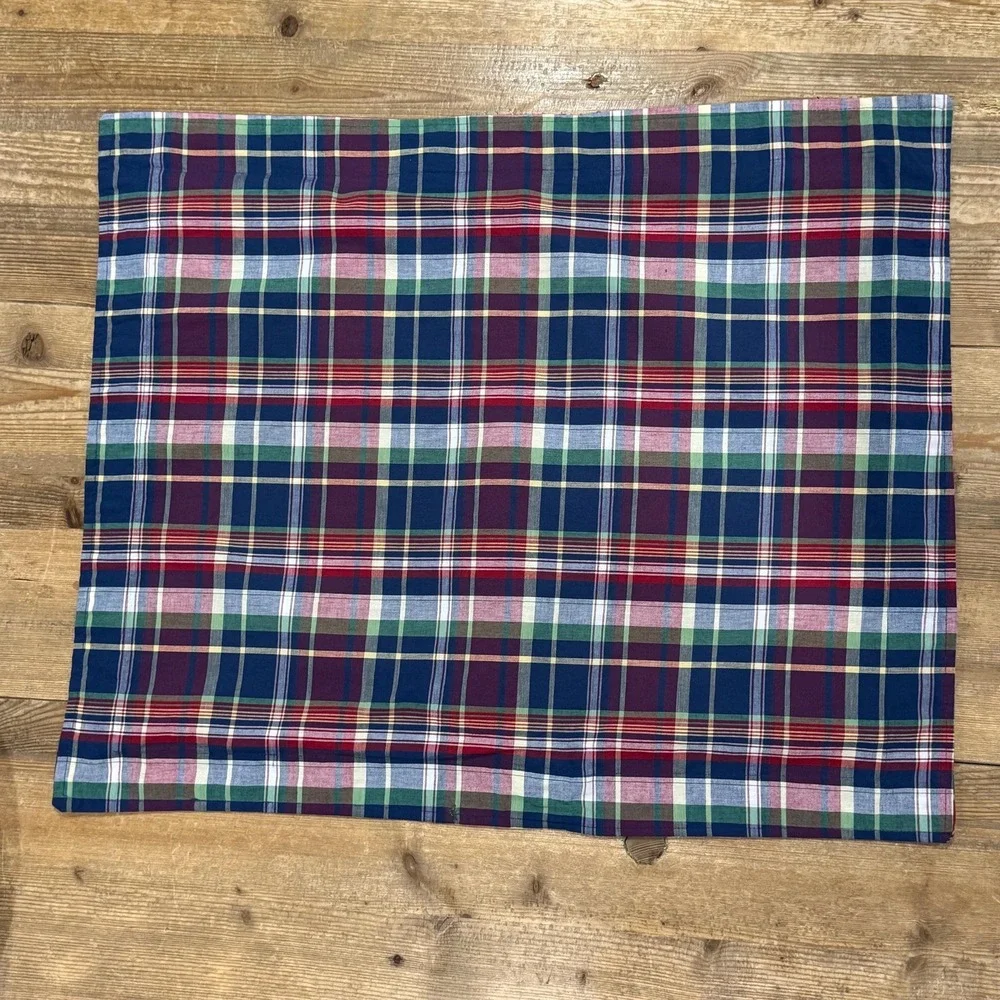 Vintage Ralph Lauren Garrison Madras red and blue plaid pillow sham